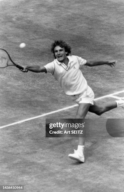 Mats Wilander au tournoi de Wimbledon, en juillet 1982, à Londres.