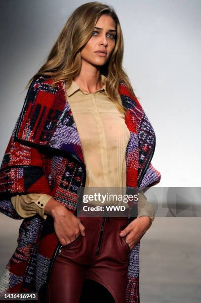 Model Ana Beatriz Barros on the runway at Matthew Williamson\'s fall 2011 show.