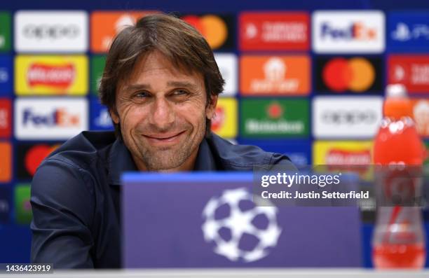 Antonio Conte, Manager of Tottenham Hotspur speaks during a Tottenham Hotspur Press Conference at Tottenham Hotspur Training Centre on October 25,...