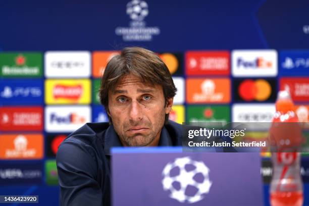 Antonio Conte, Manager of Tottenham Hotspur speaks during a Tottenham Hotspur Press Conference at Tottenham Hotspur Training Centre on October 25,...