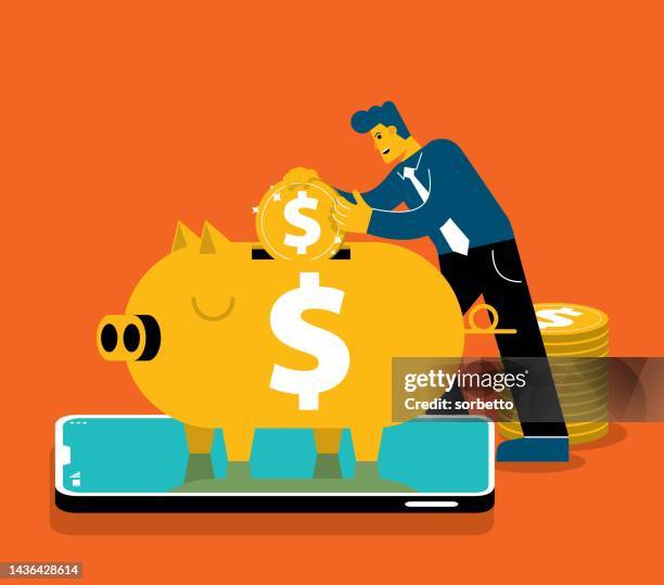 saving money - businessman - inserting money stock illustrations