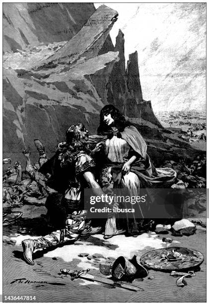 antique image: "fervaal" theatre play - reenactment stock illustrations