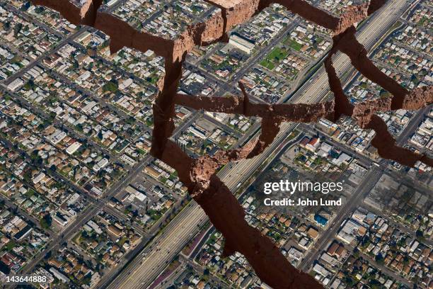 earthquake! - california suburb stock pictures, royalty-free photos & images