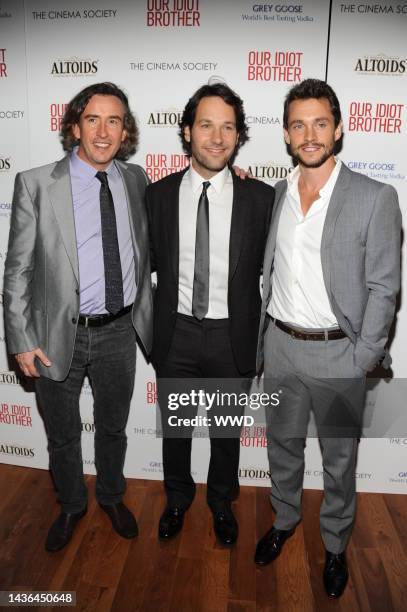 Steve Coogan, Paul Rudd and Hugh Dancy attend the TCS screening of Our Idiot Brother at 1 MiMA Tower.