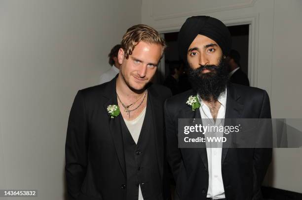 Designers Robert Geller and Waris Ahluwalia attend the 2010 CFDA New Members party at Vera Wang's residence.