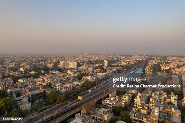 4k drone view uttam nagar, the over populated capital of india, west delhi, new delhi - stock video - new delhi railway stock pictures, royalty-free photos & images