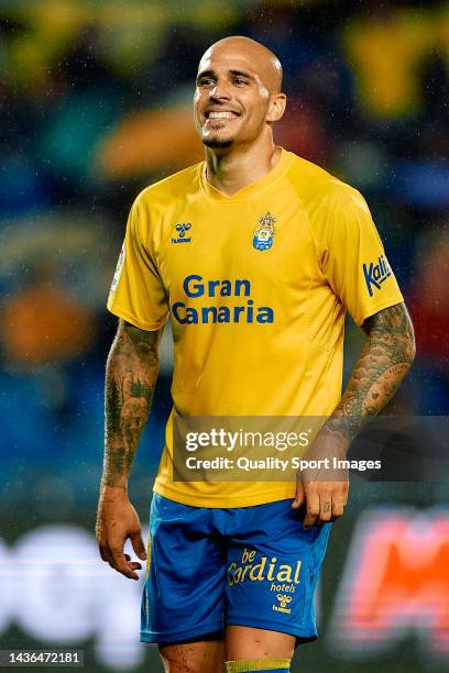 Sandro Ramirez of UD Las Palmas reacts during the LaLiga Smartbank match between UD Las Palmas and Granada CF at Estadio Gran Canaria on September...