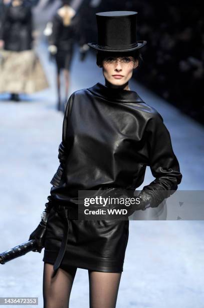 Model on the runway at Hermes' fall 2010 show.