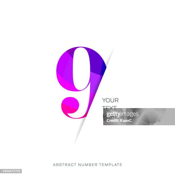 stockillustraties, clipart, cartoons en iconen met abstract number template. anniversary number template isolated, anniversary icon label, anniversary symbol vector stock illustration - getal 9