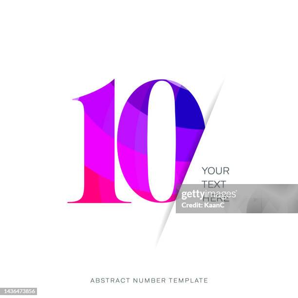 illustrazioni stock, clip art, cartoni animati e icone di tendenza di modello di numero astratto. modello di numero di anniversario isolato, etichetta dell'icona dell'anniversario, illustrazione vettoriale del simbolo dell'anniversario - dieci