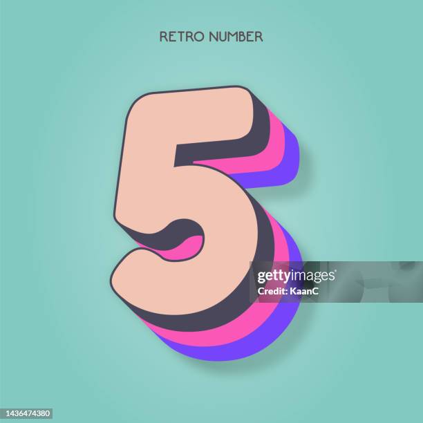 number 5. retro style lettering stock illustration. invitation or greeting card vector stock illustration - 80s font stock illustrations