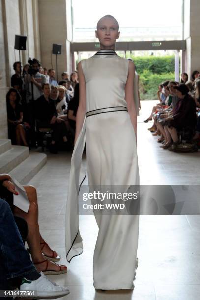 Model on the runway at Bouchra Jarrar's fall 2010 haute couture show at Musee des Arts Decoratifs.