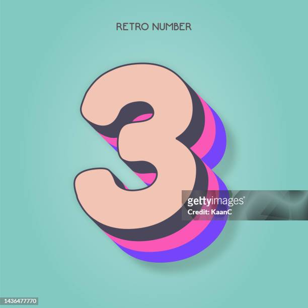 number 3. retro style lettering stock illustration. invitation or greeting card vector stock illustration - 80s font stock illustrations