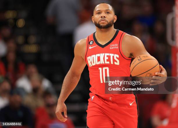 Eric Gordon of the Houston Rockets in action against the Utah Jazz at Toyota Center on October 24, 2022 in Houston, Texas. NOTE TO USER: User...