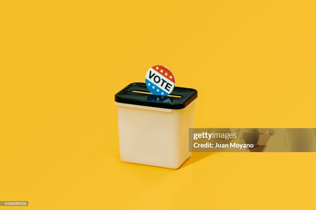 Vote Box Sign A Vote Badge In A Ballot Box High-Res Stock Photo - Getty Images