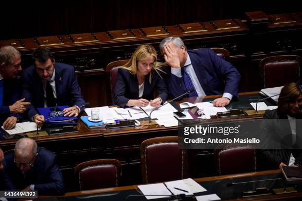Italian Minister of Sustainable Infrastructure and Mobility and deputy Prime Minister Matteo Salvini, Italian Prime Minister Giorgia Meloni and...