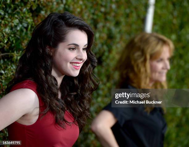 Actress Vanessa Marano and actress Lea Thomspon arrive at the ABC Family West Coast Upfronts party at The Sayers Club on May 1, 2012 in Hollywood,...