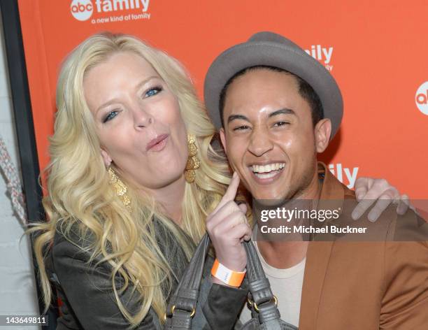 Actrss Melissa Peterman and actor Tajh Mowery arrive at the ABC Family West Coast Upfronts party at The Sayers Club on May 1, 2012 in Hollywood,...