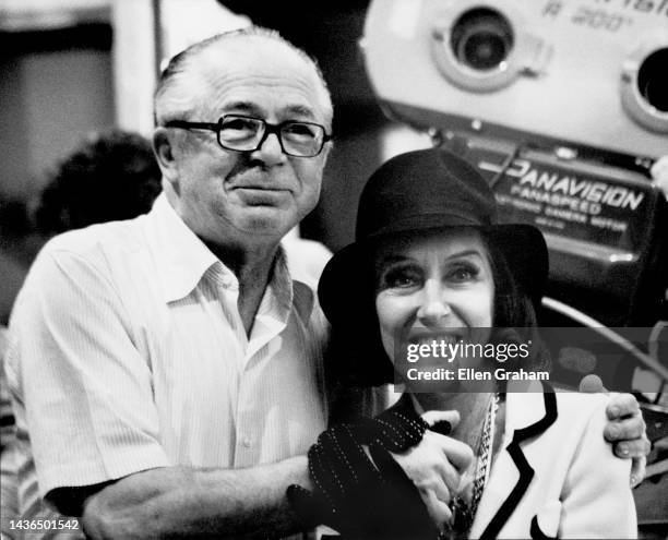 Portrait of Austrian-born American film director & writer Billy Wilder and American actor Gloria Swanson , New York, New York, 1975.