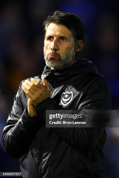 Portsmouth Head Coach Danny Cowley looks on prior to the Sky Bet League One between Portsmouth and Oxford United at Fratton Park on October 25, 2022...