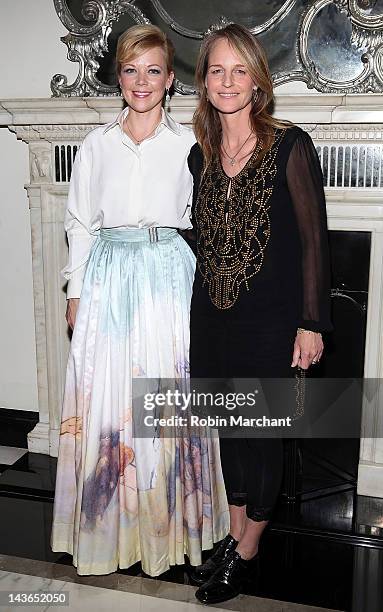 Emily Bergl and Helen Hunt attend the opening night of "NY I Love You" at the Cafe Carlyle on May 1, 2012 in New York City.