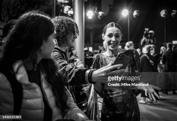 Image has been converted to black and white.) Jessica Raine arrives at the global premiere of "The Devil's Hour" at Curzon Bloomsbury on October 25,...