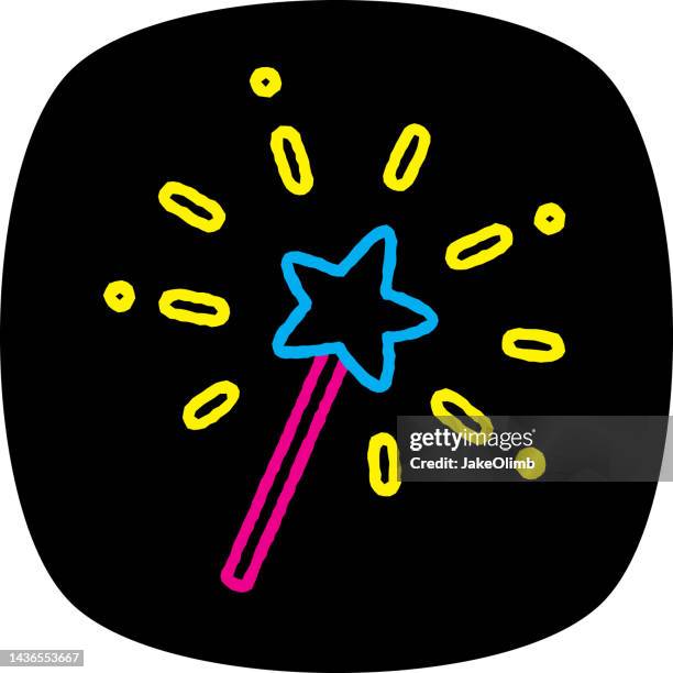 magic wand doodle 3 - wizard magic stock illustrations
