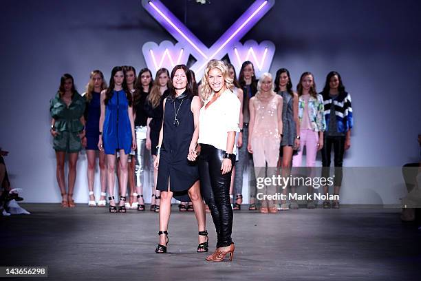 Somer Watson and Liberty Watson during the finale of Watson X Watson on the catwalk on day three of Mercedes-Benz Fashion Week Australia...