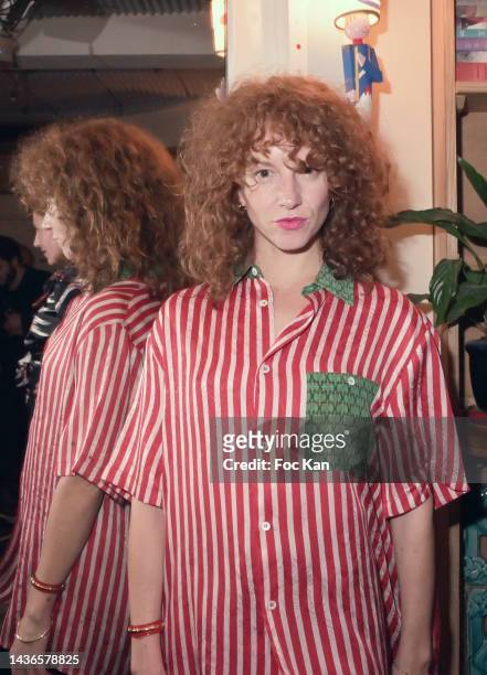 Marie-Clotilde Ramos-Ibanez wearing a stylist Natacha Lejeune's shirt for "Appareil" attends "Appareil Introducing Collection Music Guests" at Hotel...