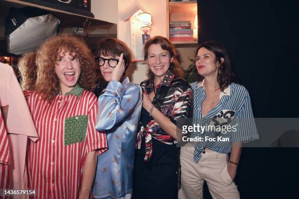 Marie-Clotilde Ramos-Ibanez, Natacha Lejeune from AS Dragon band, actress Caroline Ducey and Julie Mamou Mani dressed by stylist Natacha Lejeune for...