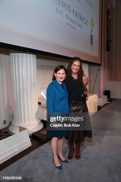 Linda G. Levy, President, The Fragrance Foundation and Honoree Artemis Patrick, EVP, Global Chief Merchandising Officer Sephora pose for a photo...