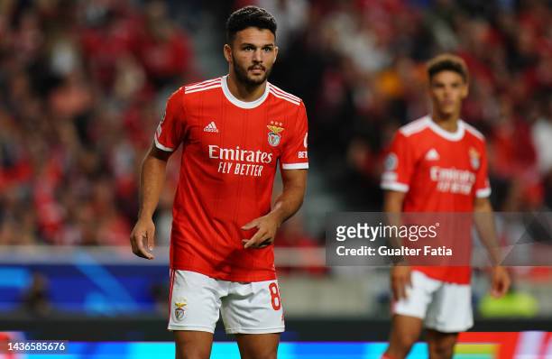 Goncalo Ramos of SL Benfica during the Group H - UEFA Champions League match between SL Benfica and Juventus at Estadio da Luz on October 25, 2022 in...