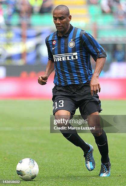 Maicon of FC Internazionale Milano in action during the Serie A match between FC Internazionale Milano and AC Cesena at Stadio Giuseppe Meazza on...