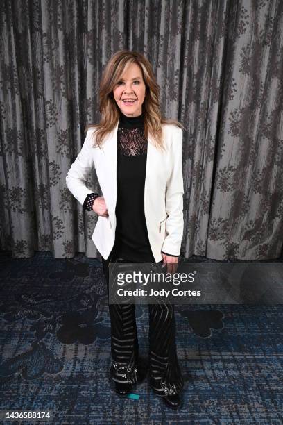 Linda Blair poses for a portrait at the 50th anniversary of The Saturn Awards at The Marriott Burbank Convention Center on October 25, 2022 in...