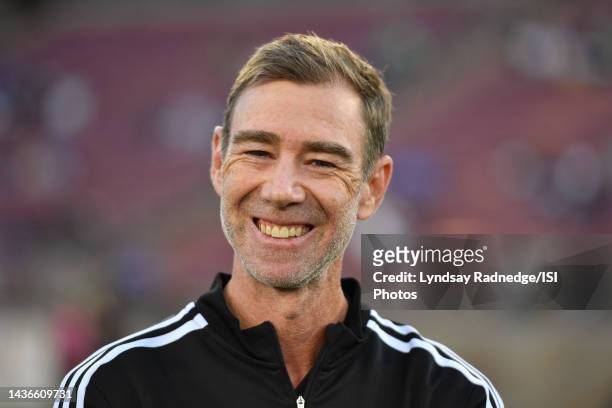 San Jose Earthquakes interim assistant coach Steve Ralston before a game between Los Angeles Galaxy and San Jose Earthquakes at Stanford Stadium on...