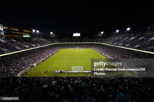 Stanford Stadium during a game between Los Angeles Galaxy and San Jose Earthquakes at Stanford Stadium on September 24, 2022 in Stanford, California.