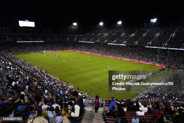 Stanford Stadium during a game between Los Angeles Galaxy and San Jose Earthquakes at Stanford Stadium on September 24, 2022 in Stanford, California.