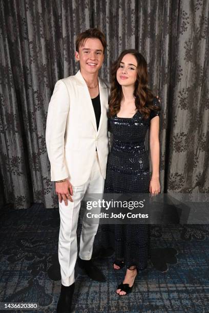 Maxwell Jenkins and Julia Butters pose for a portrait at the 50th anniversary of the Saturn Awards at The Marriott Burbank Convention Center on...