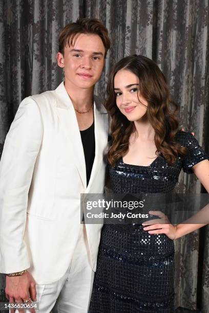 Maxwell Jenkins and Julia Butters pose for a portrait at the 50th anniversary of the Saturn Awards at The Marriott Burbank Convention Center on...