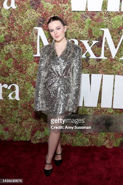 Chiara Aurelia, wearing Sportmax, attends the 2022 WIF Max Mara Face Of The Future Celebration at The West Hollywood EDITION on October 25, 2022 in...