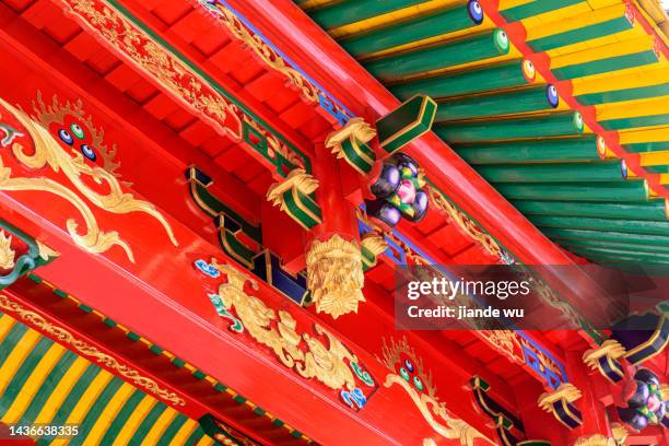 a corner of chinese temple buildings - chinese decoration stock pictures, royalty-free photos & images