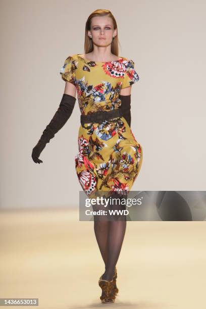 Model on the runway at Carolina Herrera's fall 2010 show at Bryant Park's Tent.