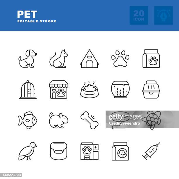 pet line icon set. editable stroke. pixel perfect. - veterinarian portrait stock illustrations
