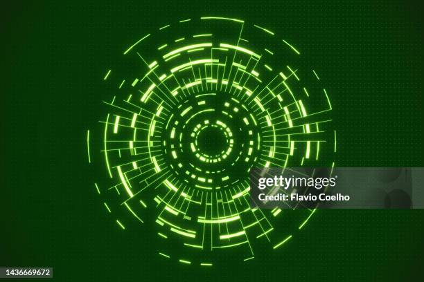 green retro sci-fi hud screen - glitch screen stockfoto's en -beelden