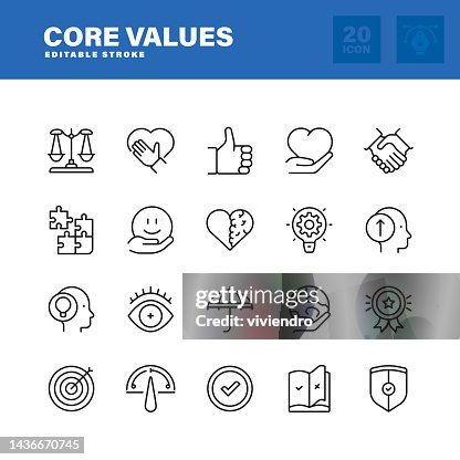 Core Values Line Icon Set. Editable Stroke. Pixel Perfect. Core Values Line Icon Set. Editable Stroke. Pixel Perfect.