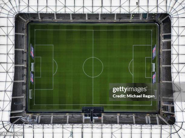 An aerial view of Pride Park stadium pitch ahead of the Sky Bet League One between Derby County and Exeter City at Pride Park Stadium on October 25,...