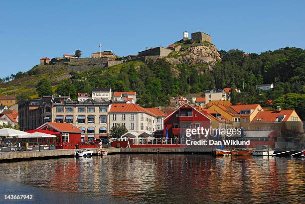 fredriksten fortress and halden harbor - østfold stock pictures, royalty-free photos & images