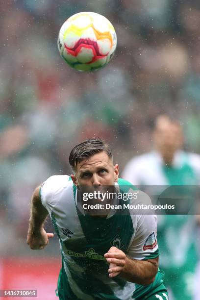 Niclas Fullkrug of Werder Bremen in action during the Bundesliga match between SV Werder Bremen and 1. FSV Mainz 05 at Wohninvest Weserstadion on...