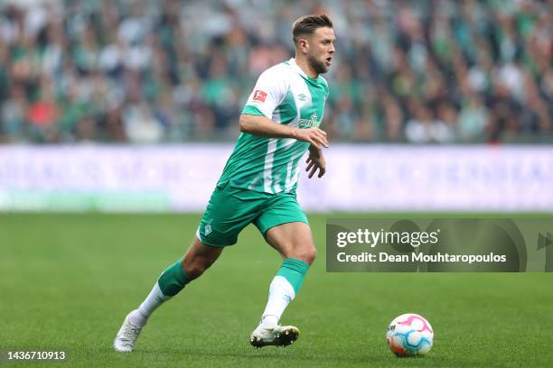 Niclas Fullkrug of Werder Bremen in action during the Bundesliga match between SV Werder Bremen and 1. FSV Mainz 05 at Wohninvest Weserstadion on...