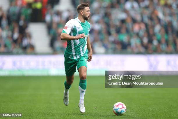 Niclas Fullkrug of Werder Bremen in action during the Bundesliga match between SV Werder Bremen and 1. FSV Mainz 05 at Wohninvest Weserstadion on...